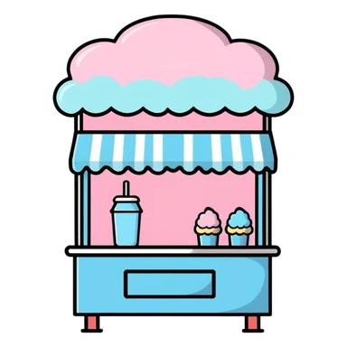 cotton candy stand, cartoonish, cute sticker