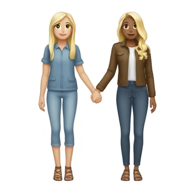 2 blonde girls holding hands sticker
