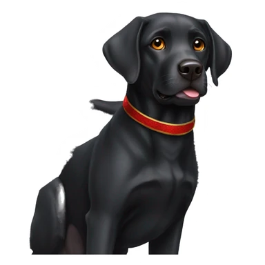 black labrador dog with hazel eyes and red collar and dragon wings sticker