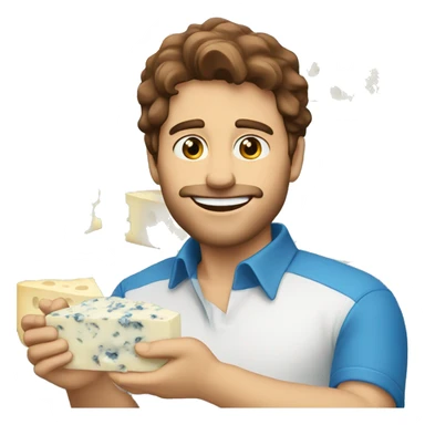 brown hair man eating blue cheese with sweet smile sticker