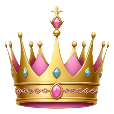 A luxurious golden crown with pink accents and elegant details, featuring a prominent empty space  sticker