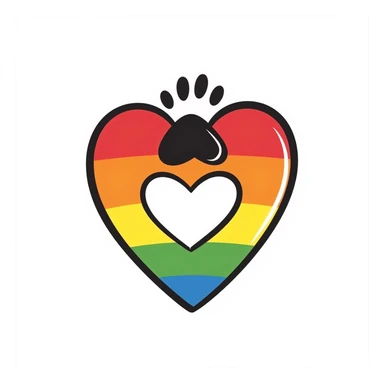 rainbow pride heart with a paw print on top, no text sticker