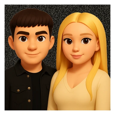 Slightly increase the volume of the upper body of the girl, slightly turn her to face forward, and make the skin color uniform. Maintain the cartoonish 3D style as in the reference image. sticker