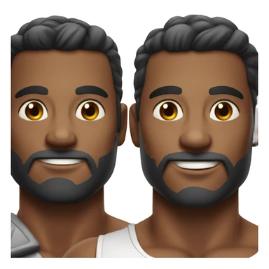 2 muscular men talkung. close up sticker