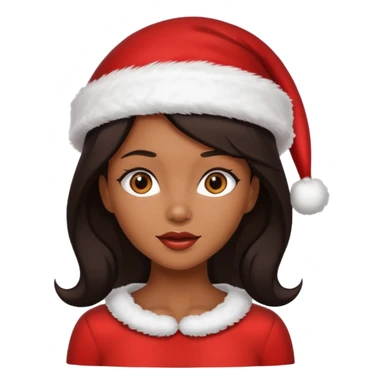 black brunette woman with wearing Santa  sticker