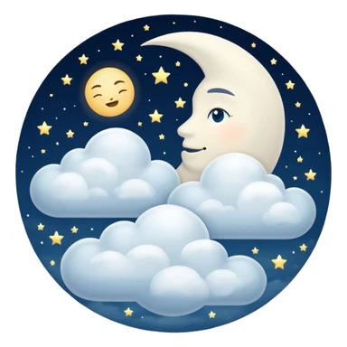 Good night with clouds and the moon in the sky sticker