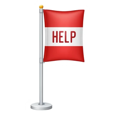 flagpole with a flag that says HELP, simple, clear sticker
