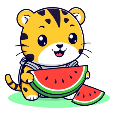 Armor Leopard eating watermelon sticker
