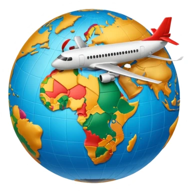 Globe Showing Europe-Africa with plane flying around it sticker