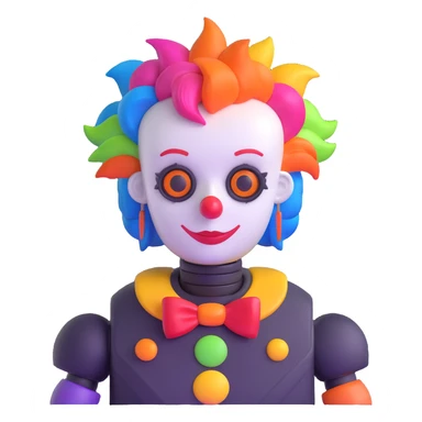 robot clown with colorful hair sticker