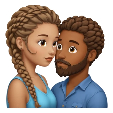 brown skin man with beard and braids making out with a white woman with curly brown hair  sticker