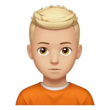 Blonde Buzzcut And Brown Mohawk. Amber Eye. Orange Tshirt. White Sleeve. Teenage Boy sticker