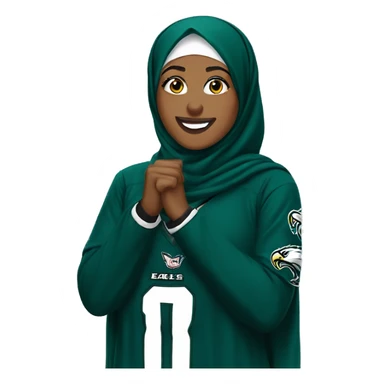 Hijabi in Eagles Jersey cheering sticker