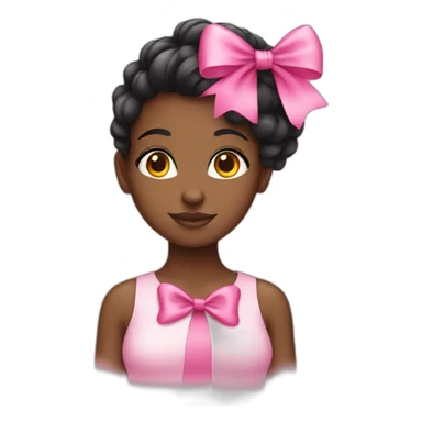 black girl with pink bow in hair emoji sticker