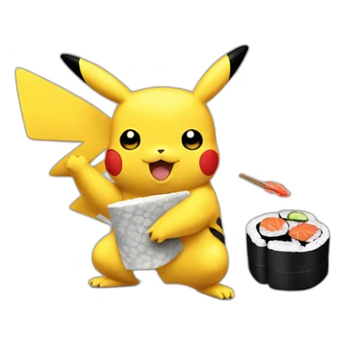 Pikachu making sushi sticker