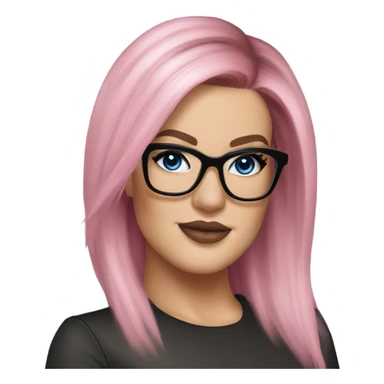 Photo Realistic khloe kardashian stylish pink hair BLUE eyes and glasses elegant  sticker