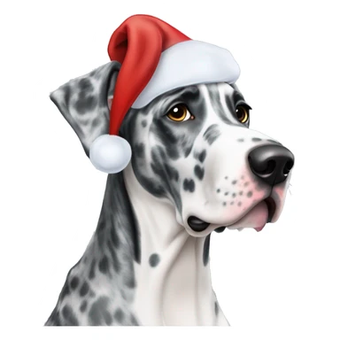 Blue Merle Great dane wearing Santa hat sticker