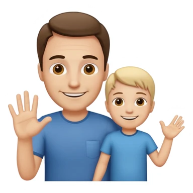 father holding hands with a child, both smiling sticker