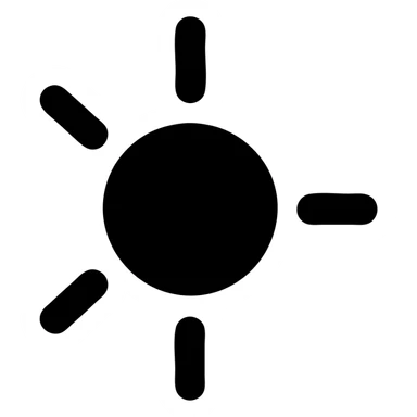 Solid circle with four short bars at 45° intervals. metaphor for a point of light sending information. sticker