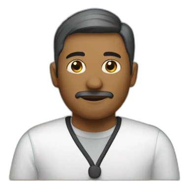 Man in conference sticker