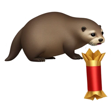 Otters pulling Christmas cracker sticker