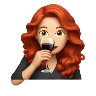 Red headed woman drinking red wine sticker