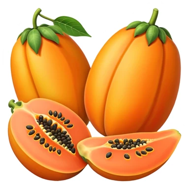 papaya fruit, whole and sliced, bright colors sticker
