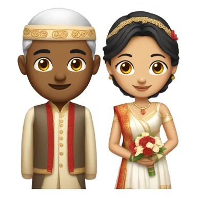 indian man and chinese woman wedding  sticker