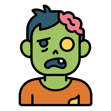 zombie icon, color outline style sticker