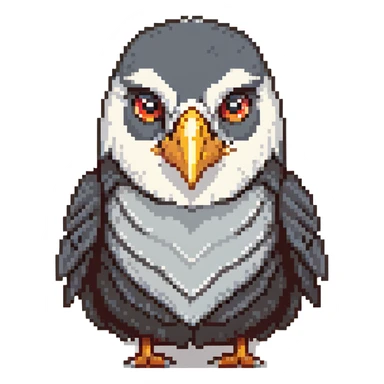 gray crow head with red cheeks, large white eyes with determined expression, short pointed beak sticker