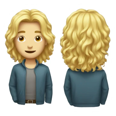 blond guy with middle long hair emoji concept sticker