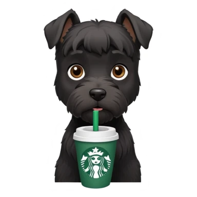 All Black schnauzer with a Starbucks cup sticker