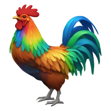 Rainbow colored rooster sticker