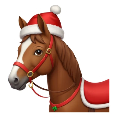 christmas brown horse with a red saddle sticker
