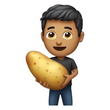 man holding potato sticker