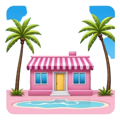 Moschino style pink SPAM Miami beach painting landscape sticker