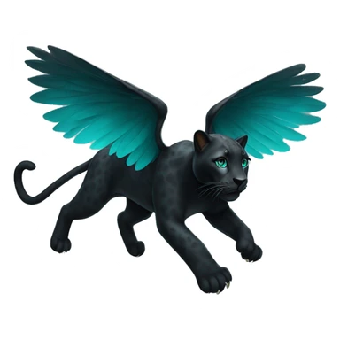 winged black leopard with turquoise eyes flying sticker