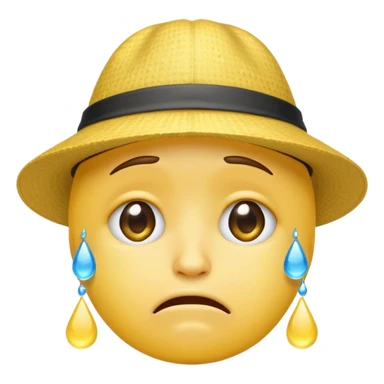 A emoji cry with a hat sticker