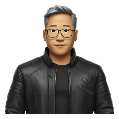 black leather jacket Jensen Huang style jacket only no person or figure sticker