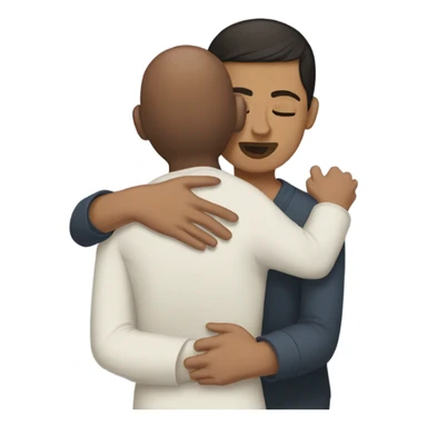Comforting hug from brunette Puerto Rican woman to shorter bald male sticker