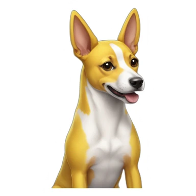Tricolor Basenji wearing a pikachu suit sticker