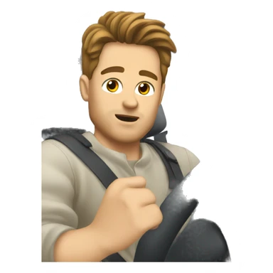 a white guy with brown hair driving a jdm car sticker