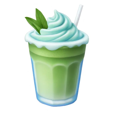 Iced Matcha latte with blue foam sticker