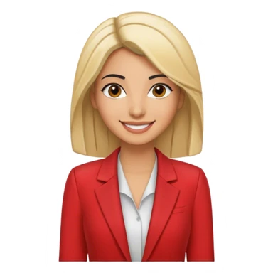 birthday arab women with blond and black hair smiling. She dressed with a red blazer sticker