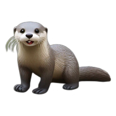 Loutre sur loup sticker