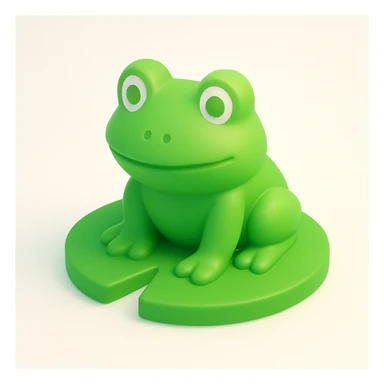green 3D frog sitting on a lily pad sticker