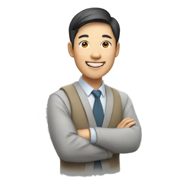 happy asian teacher sticker