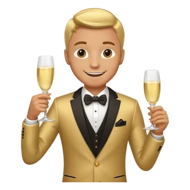 Man with shampane glass in golt suit sticker