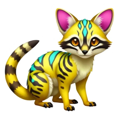 Exotic randomly colored colorful light cute lush neon-colored brightly colored Fakémon-Fionbri-Vernid-Genet-creature with markings (full body) sticker