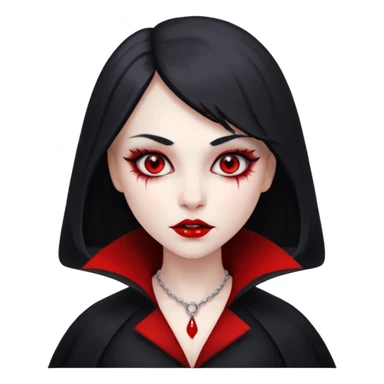 Women Vampire with black & white coat dress and eyes should be red with blood sticker